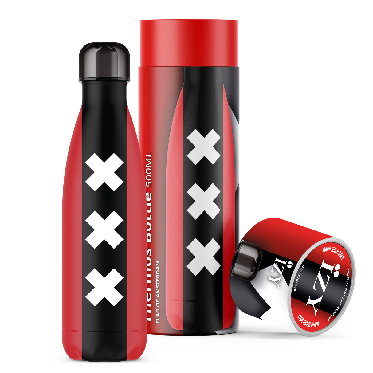 IZY Thermofles - Vlag van Amsterdam | 500ML Stijlvolle & Duurzame Fles