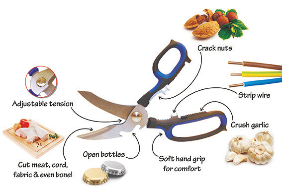 Anysharp 5-in-1 schaar essentials - Zwart/blauw