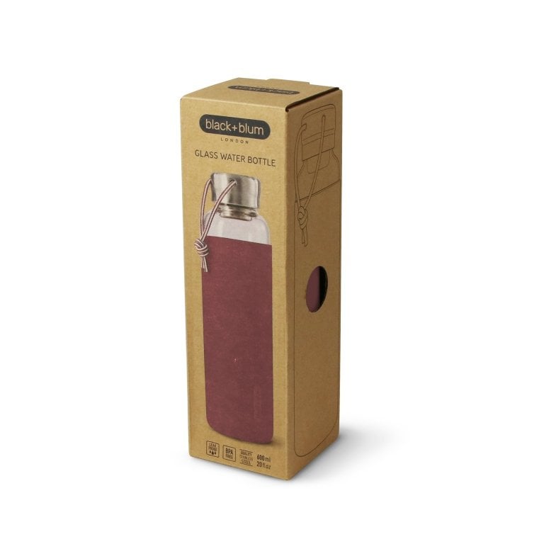 Black+Blum Glas Waterfles 0,6 L - Bordeaux Rood - 100 % Lekvrij, Elegantie & Duurzaamheid