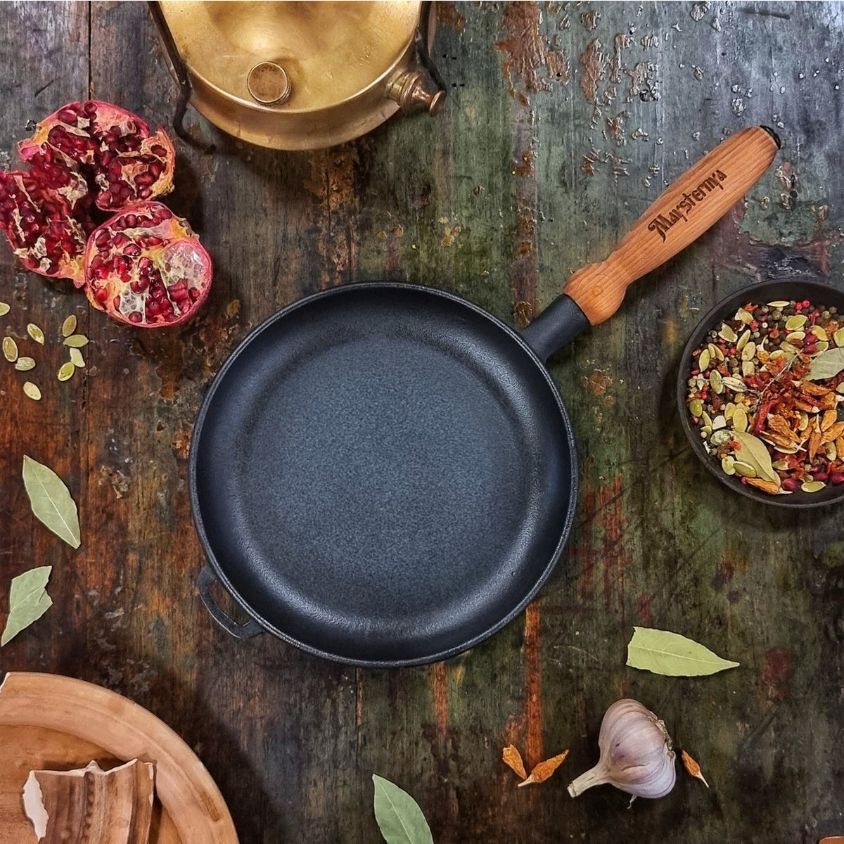 Maysternya Gietijzeren Pannenkoekenpan met houten handvat - Ø 24 x 2.5 cm