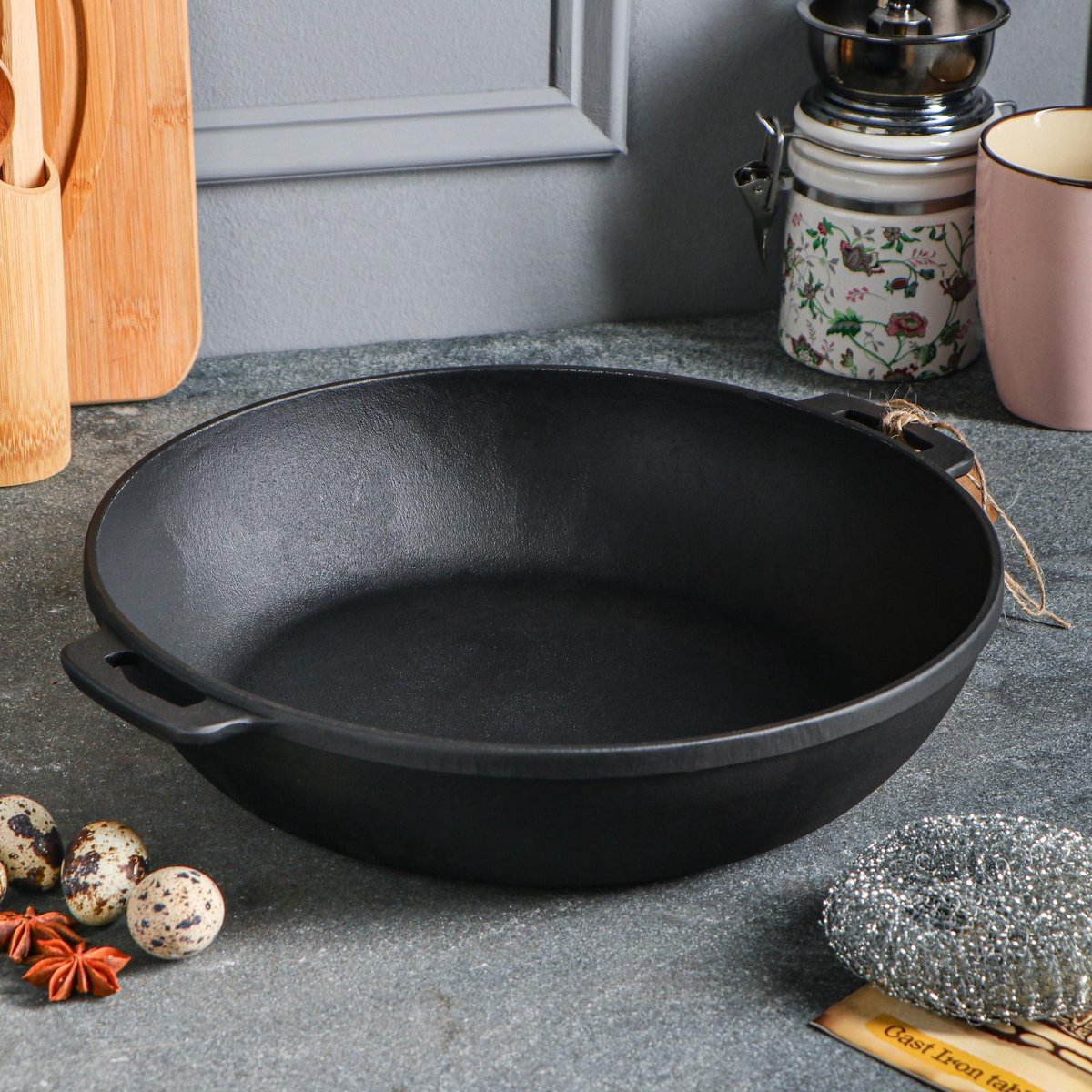 Maysternya Gietijzeren Barbecuepan met handvaten - Ø 34 x 4 cm