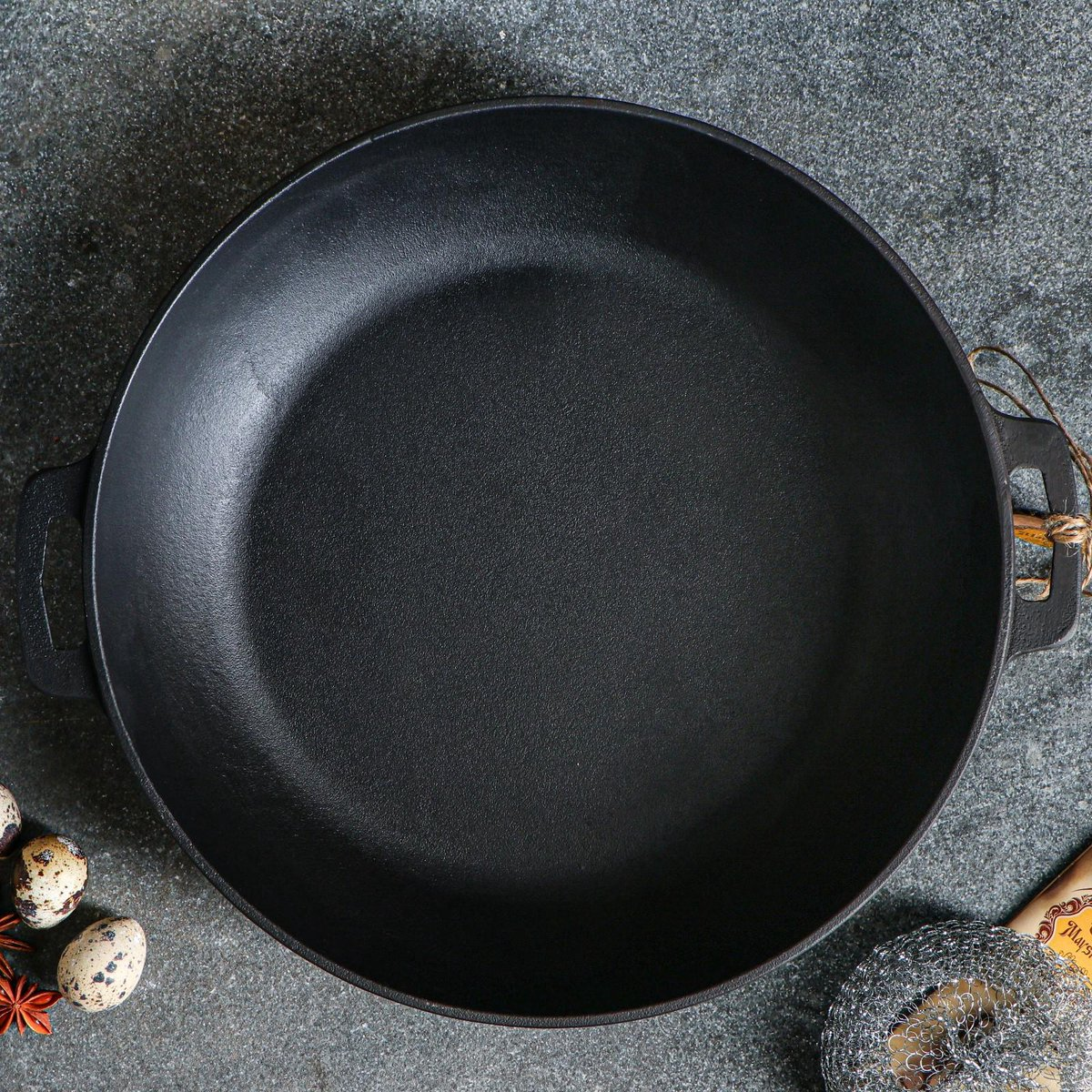 Maysternya Gietijzeren Barbecuepan met handvaten - Ø 34 x 4 cm