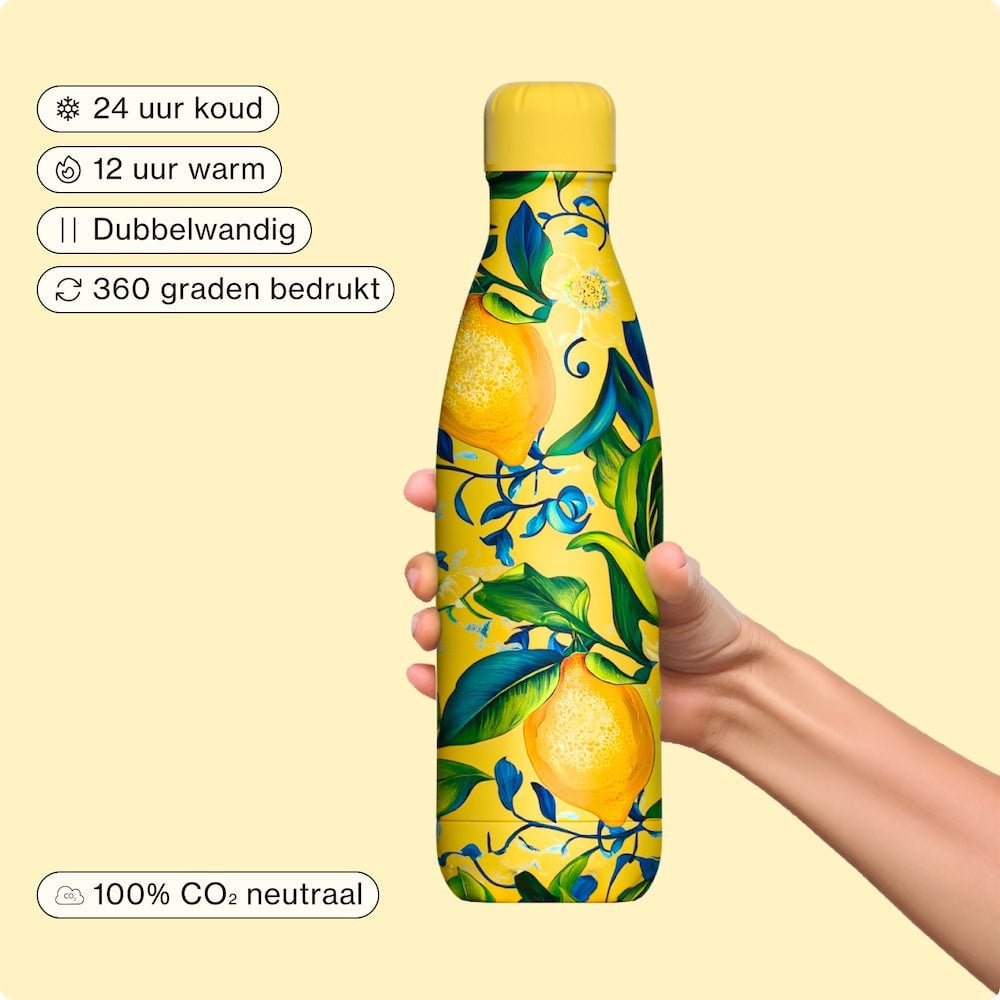 IZY Drinkfles - Giallo Limone - Duurzame Thermofles 500ML - Siciliaanse Zomer