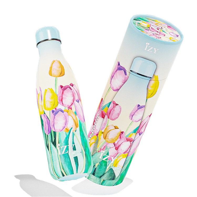 IZY Drinkfles - Tulpenveld | 500ML Kunstzinnige & Duurzame Fles - The Artists Collectie