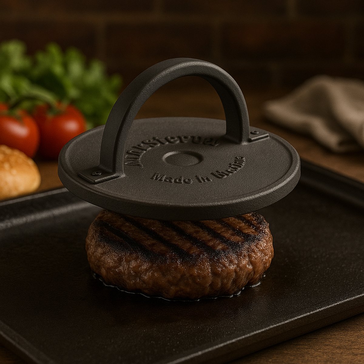 Maysternya Gietijzeren Hamburgerpers - Ø 20 cm