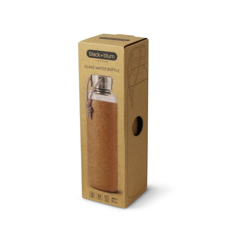 Black+Blum Glas Waterfles 0,6 L - Bruin - 100 % Lekvrij, Elegantie & Duurzaamheid