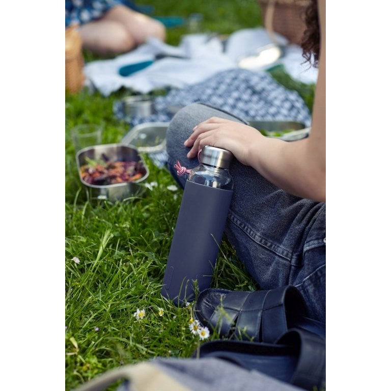 Black+Blum Glas Waterfles 0,6 L - Blauw - 100 % Lekvrij, Elegantie & Duurzaamheid