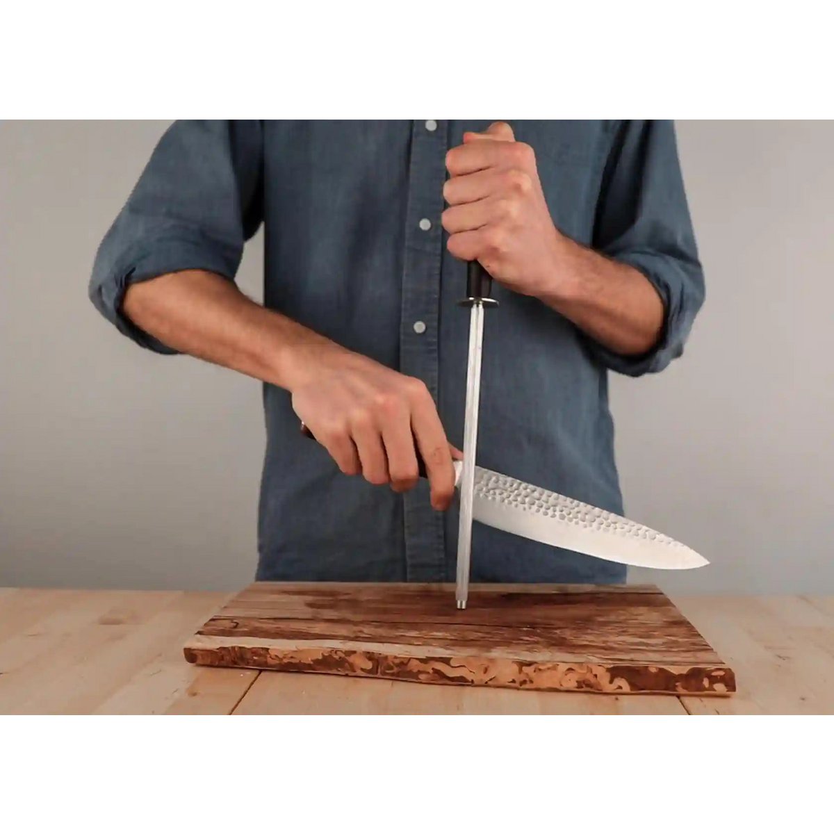 Kotai Aanzetstaal 30 cm – Voor Het Behouden Van Messen-Scherpte - Geleverd in een Luxe bamboe geschenkverpakking