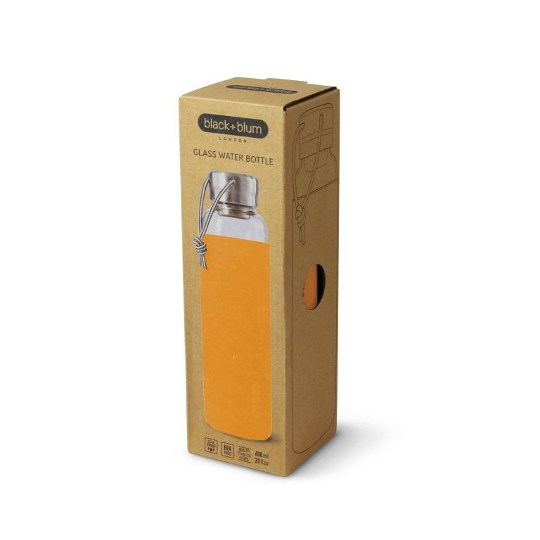Black+Blum Glas Waterfles 0,6 L - Oranje - 100 % Lekvrij, Elegantie & Duurzaamheid