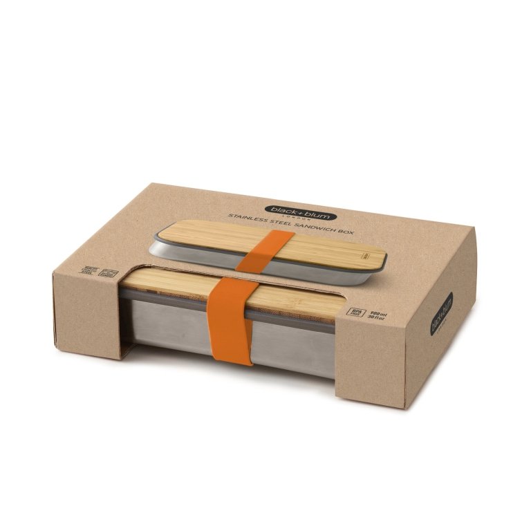 Black+Blum Broodtrommel – Oranje - 223×150×52 mm | Stijlvol, duurzaam & multifunctioneel