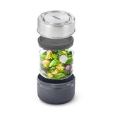 Black+Blum Glazen Lunchbox Pot 600 ml Grijs – Lekvrij, Duurzaam & Moderne Retrostijl