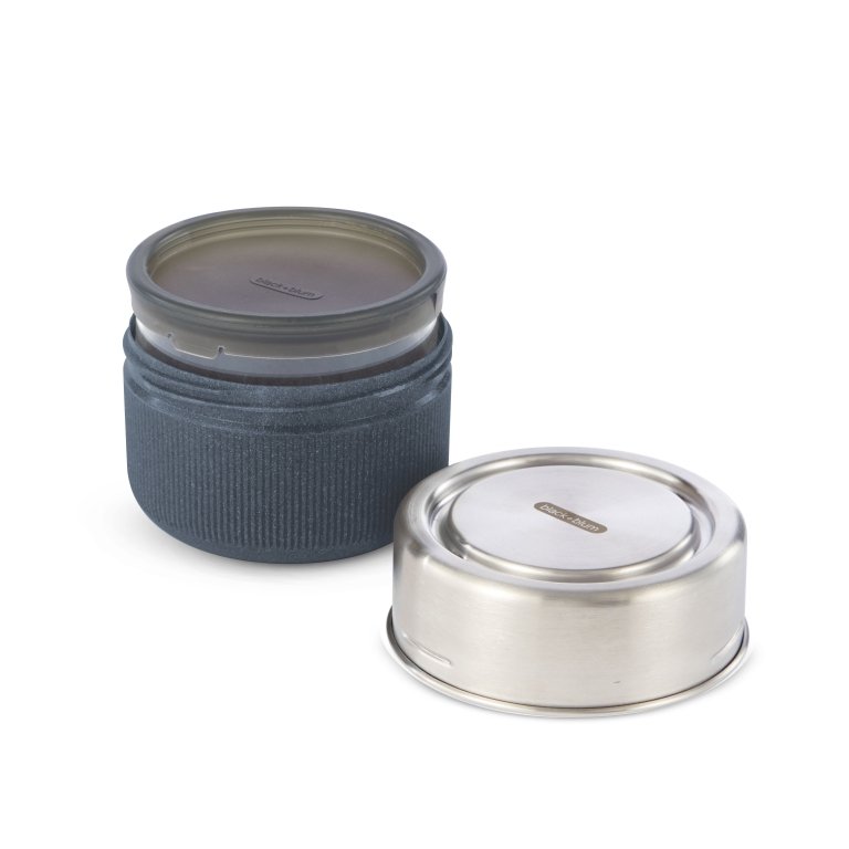 Black+Blum Glazen Lunchbox Pot 600 ml Grijs – Lekvrij, Duurzaam & Moderne Retrostijl