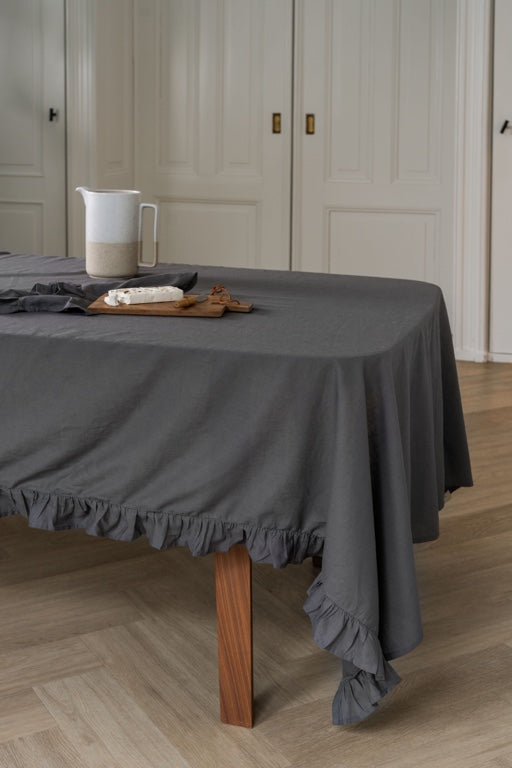Walra Tafelkleed Lovely Linen Ruffles - 140x240cm - Antraciet