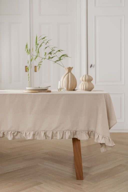 Walra Tafelkleed Lovely Linnen Ruffles - 140x240cm - Naturel