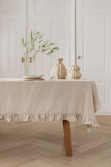 Walra Tafelkleed Lovely Linnen Ruffles - 140x240cm - Naturel
