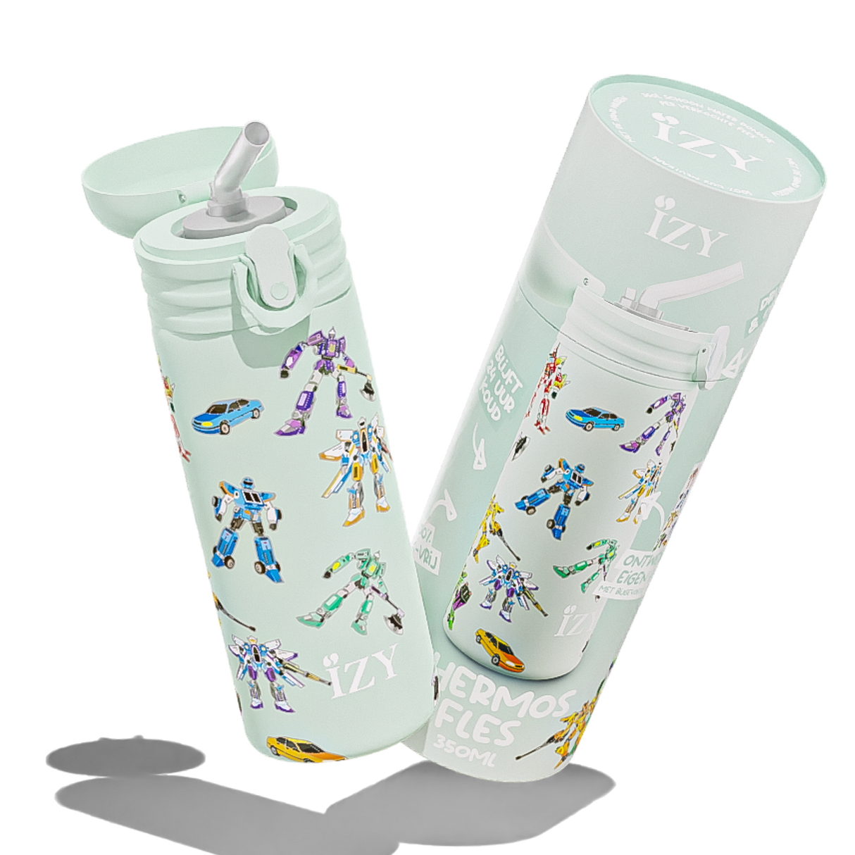 IZY Kids Thermofles - Groene Transformers | 350ML Kinderdrinkfles - Ontwerp je Eigen Fles
