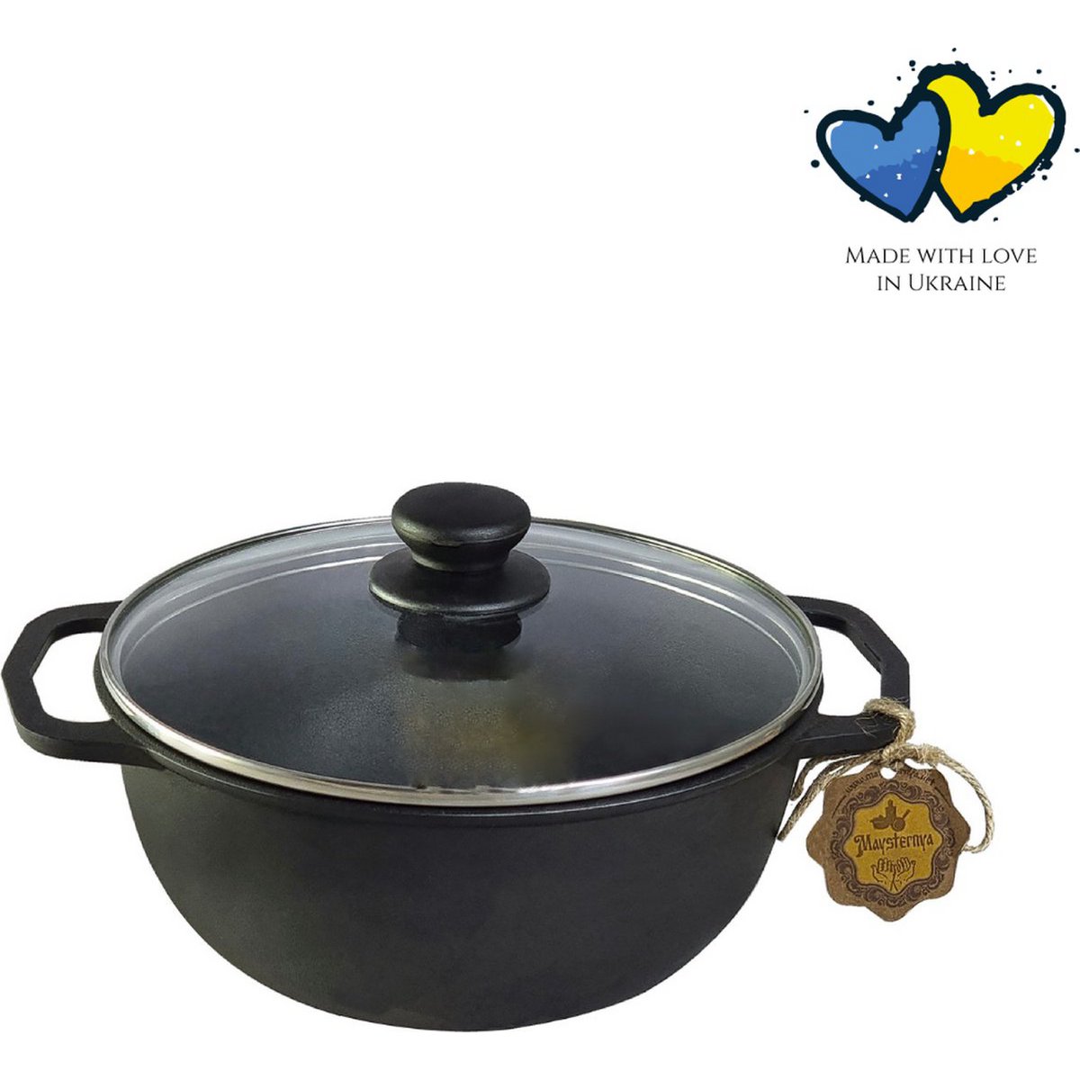 Maysternya Gietijzeren Braadpan met glazen deksel - 5 Liter