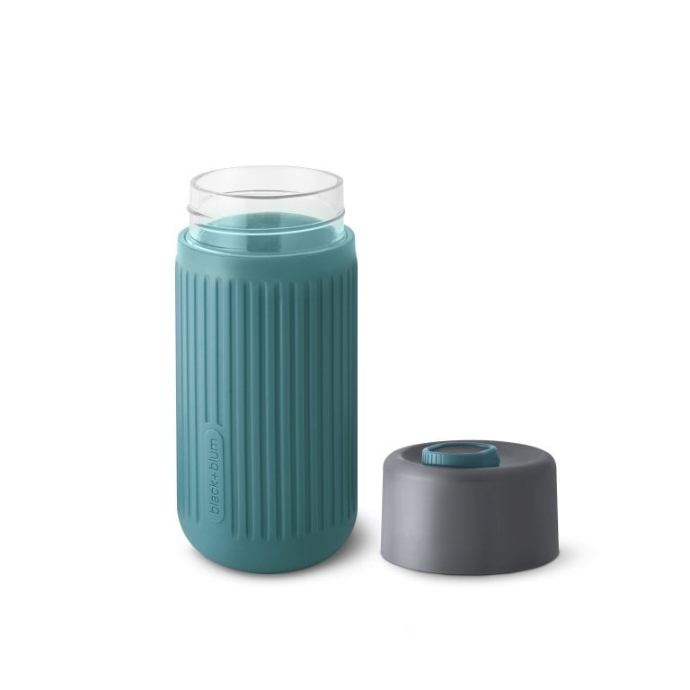 Black+Blum Reisbeker Glas 0,34 L - Blauw - Lekvrij, Smaakneutraal & Duurzaam